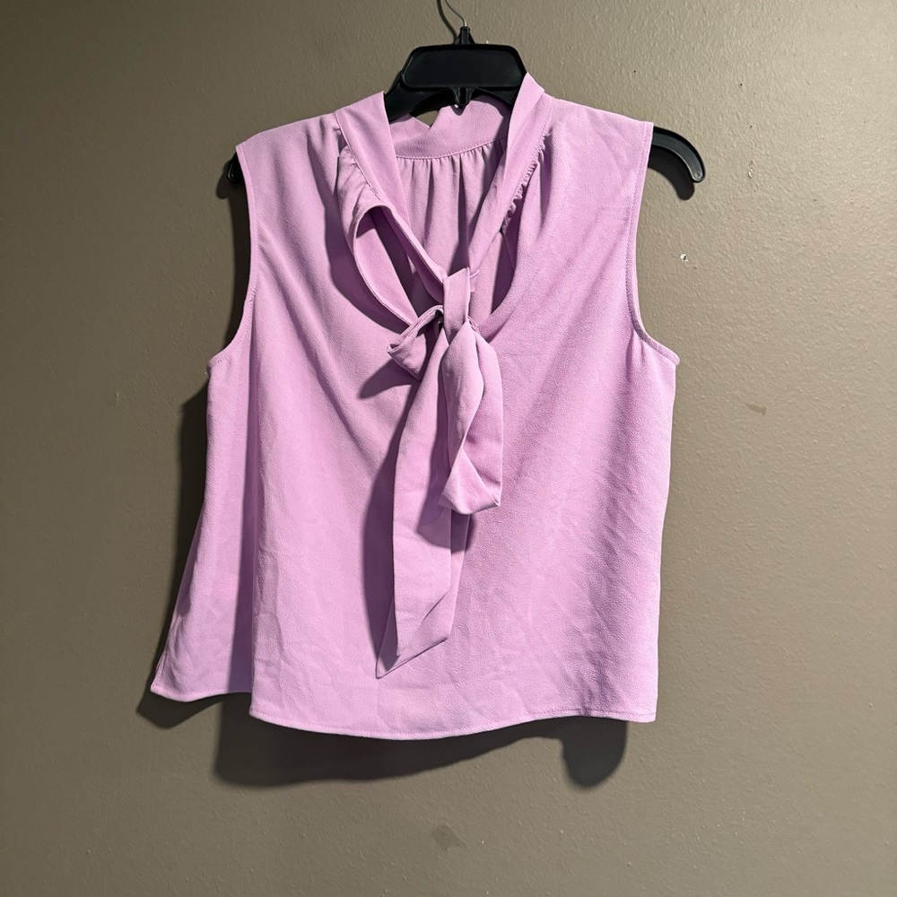 1 State Lilac Sleeveless Neck Tie Top Size Medium